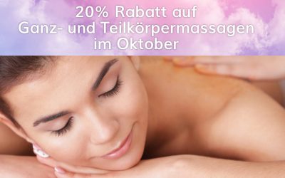 Angebot Oktober – 20% Rabatt auf Ganz- und Teilkörpermassagen